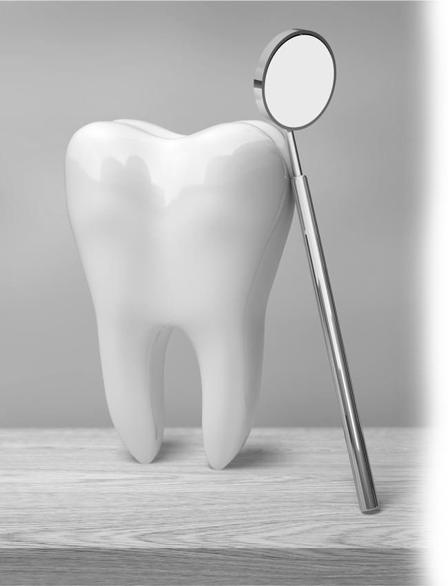 Tooth With Dental Mirror — Mildura, VIC — Tankard Dental Surgery