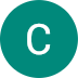 The letter c is in a blue circle on a white background.