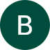 The letter b is in a green circle on a white background.