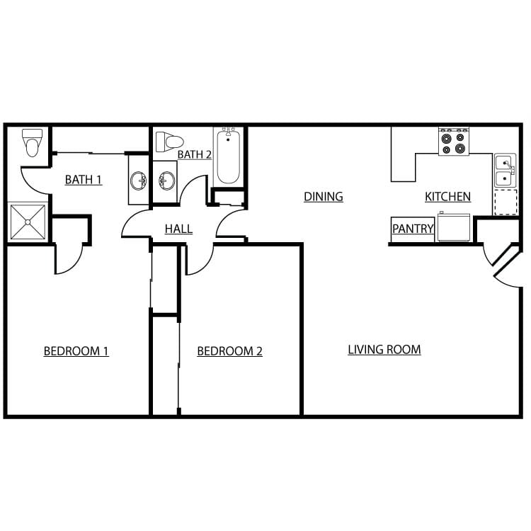 2 bedroom 2 bathroom floor plan