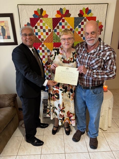 Couple getting marriage certificate