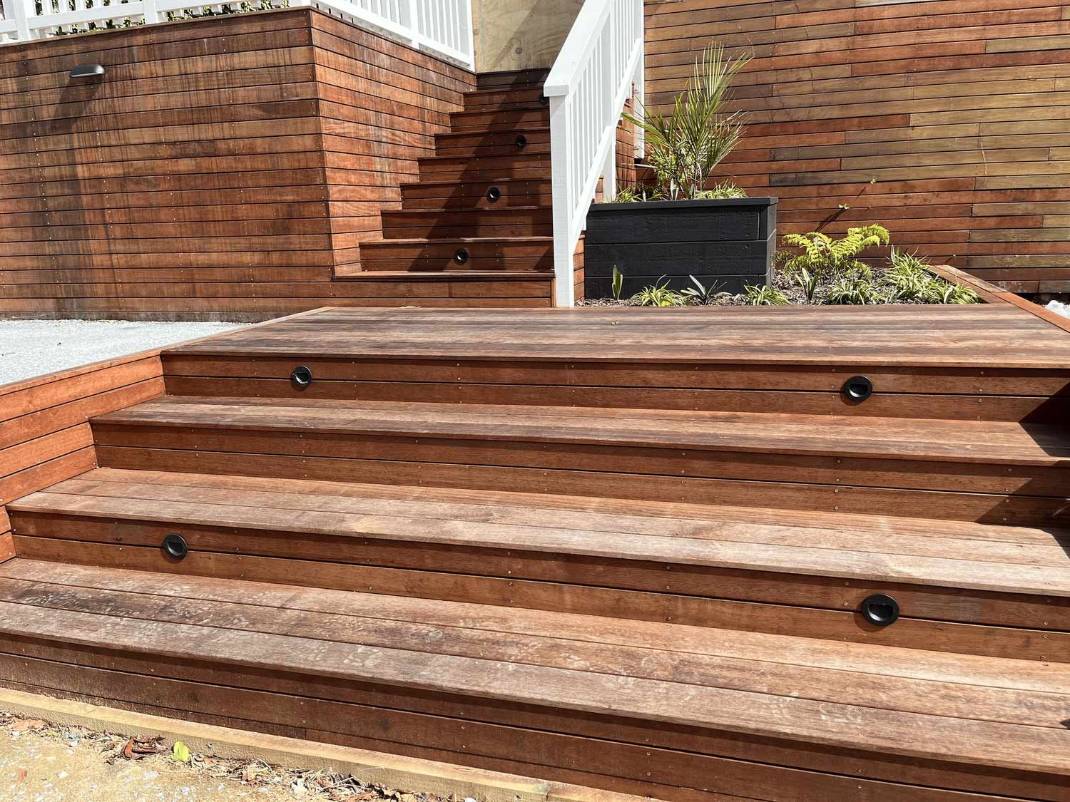 Wooden Deck with Stairs — Wellington, NZ — Three Trees Landscaping