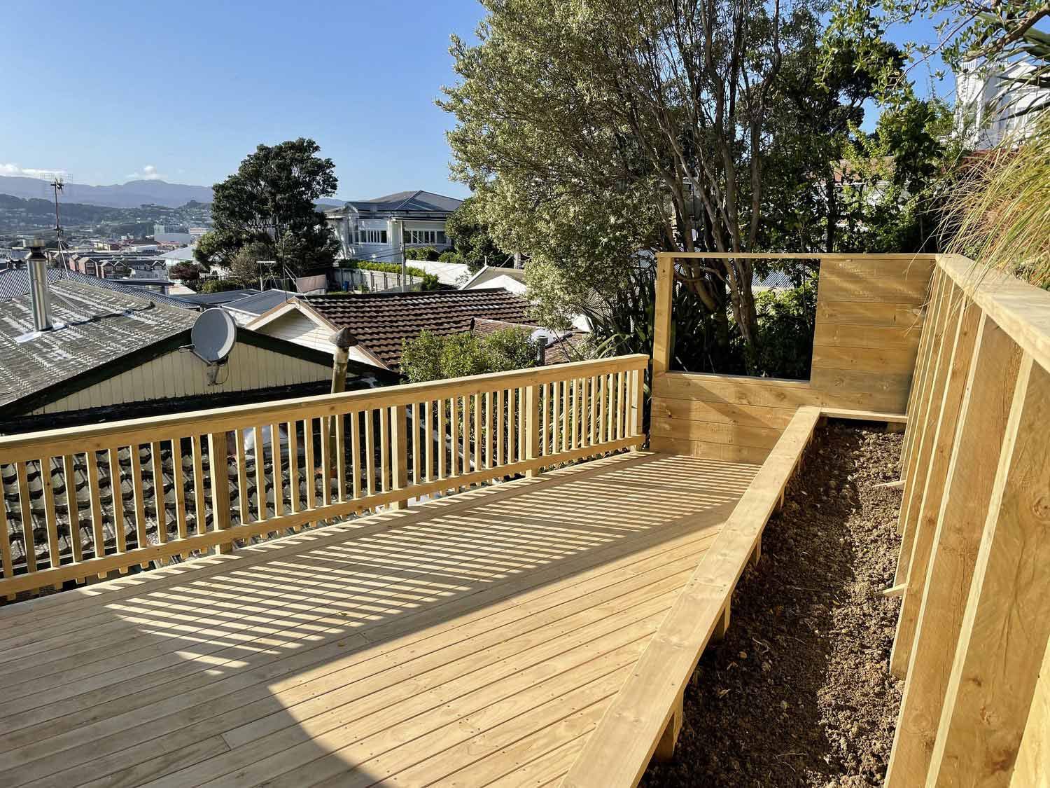 Elevated Wooden Deck — Wellington, NZ — Three Trees Landscaping