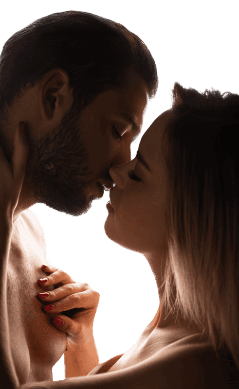 A photo of intimacy between a man and a woman.