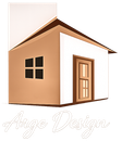 Logo stilizzato di una casa in 3D con pareti beige, tetto, porta e finestre marroni, e la scritta 