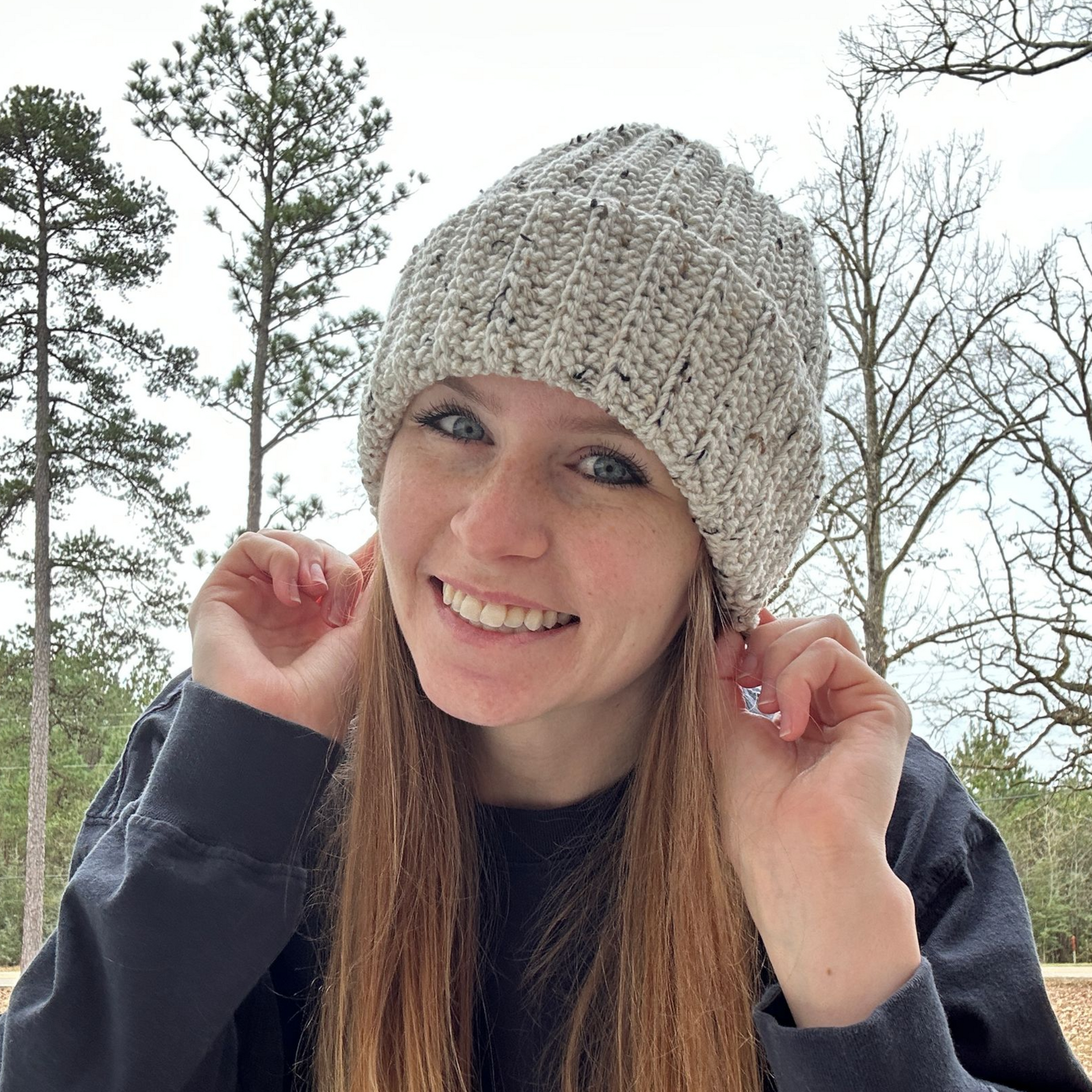Ribbed Beanie - Speckled White