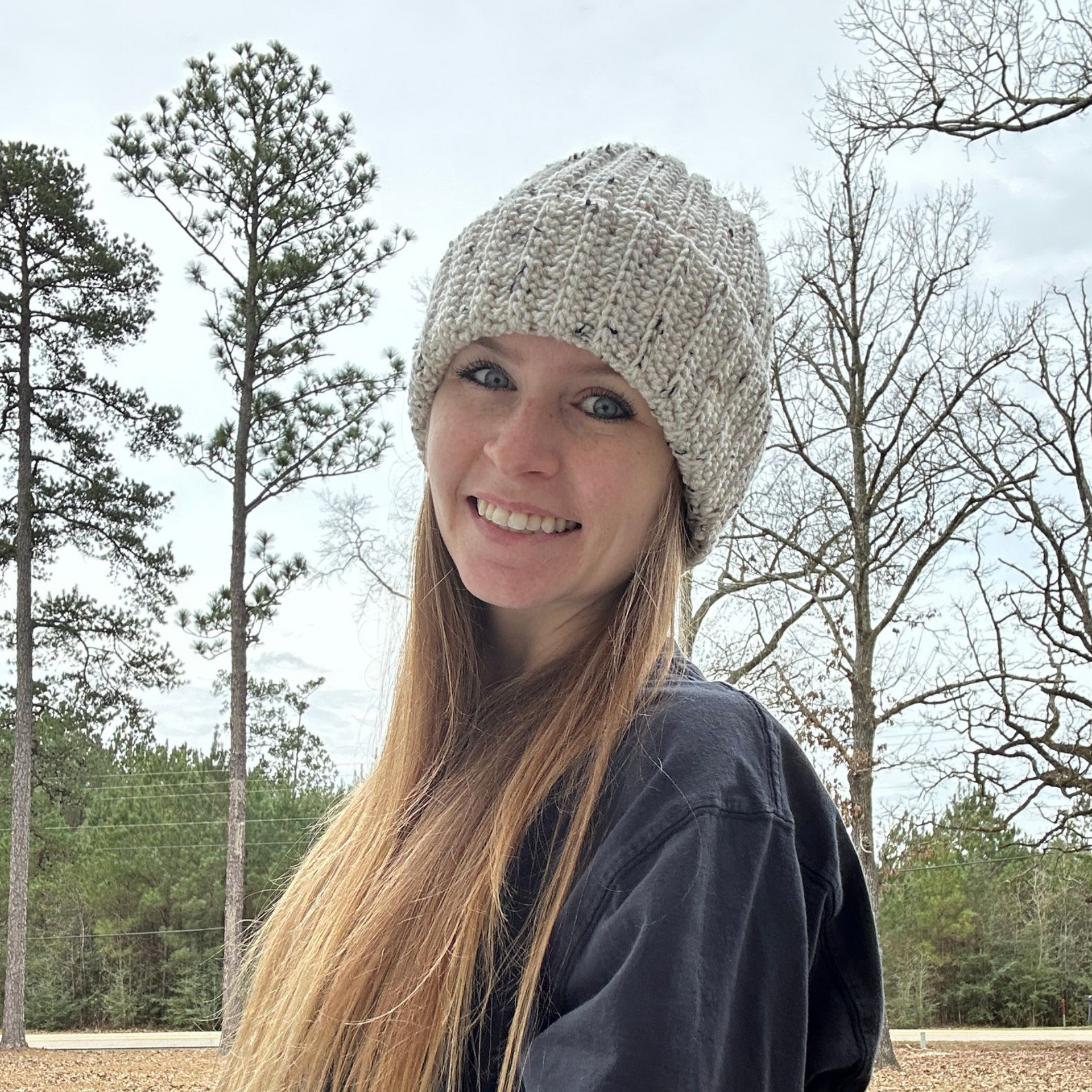 Ribbed Beanie - Speckled White