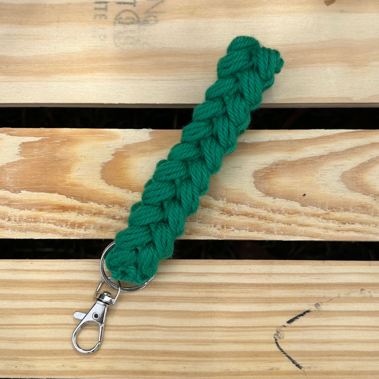 Braided Puff Keychain Wristlet - Green