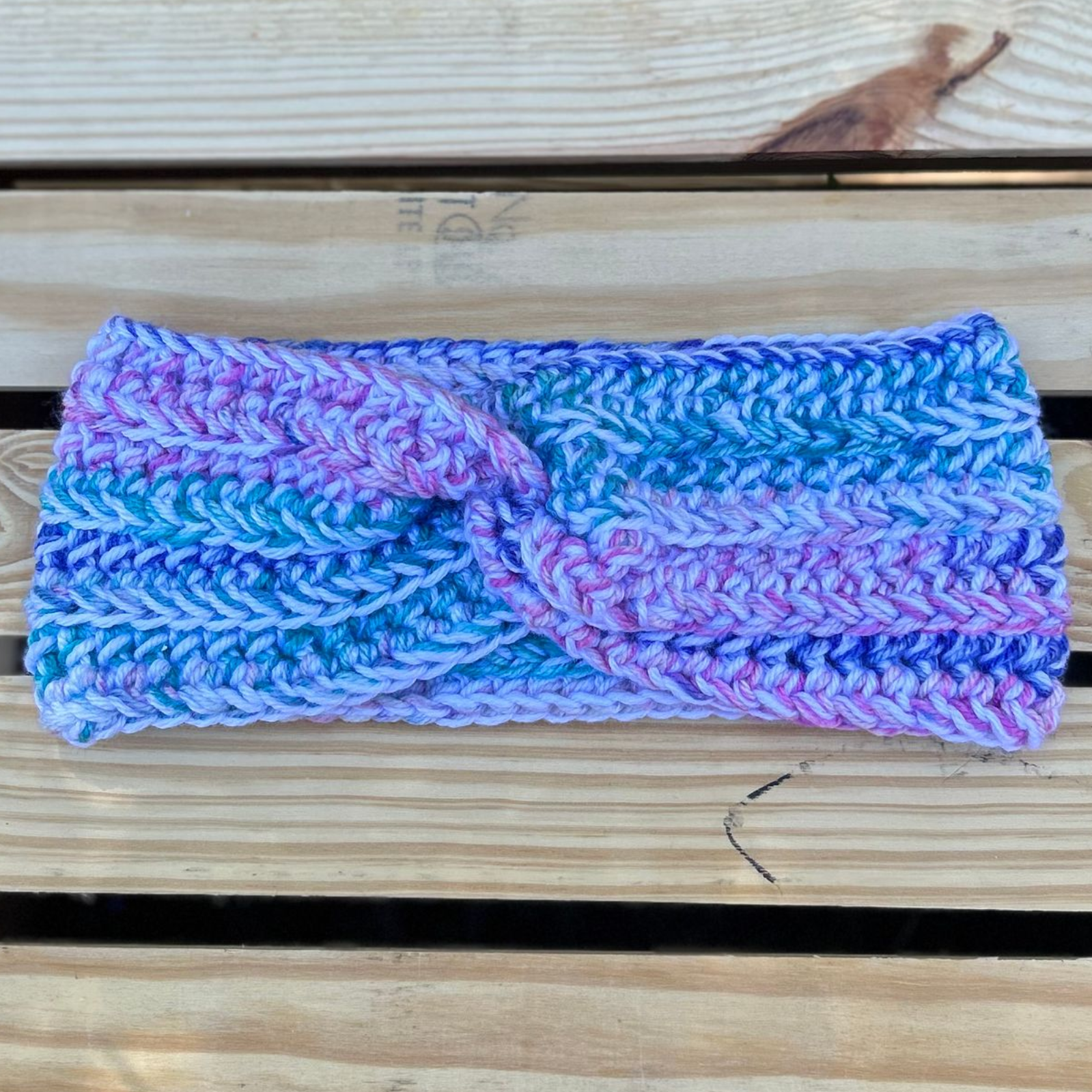 Cotton Candy & White Double Stranded Ear Warmer - Small/Medium Adult