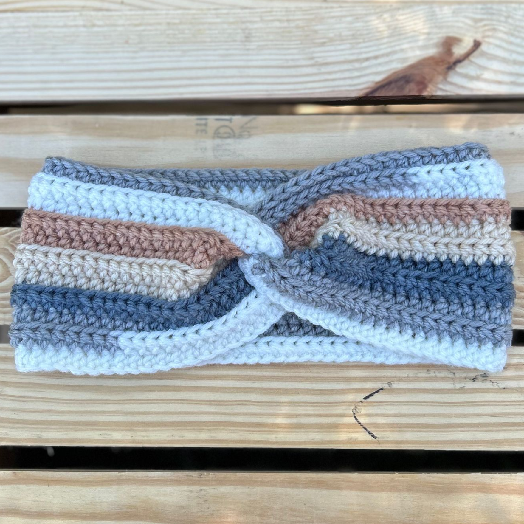 Neutral Stripes Ear Warmer - Medium/Standard Adult