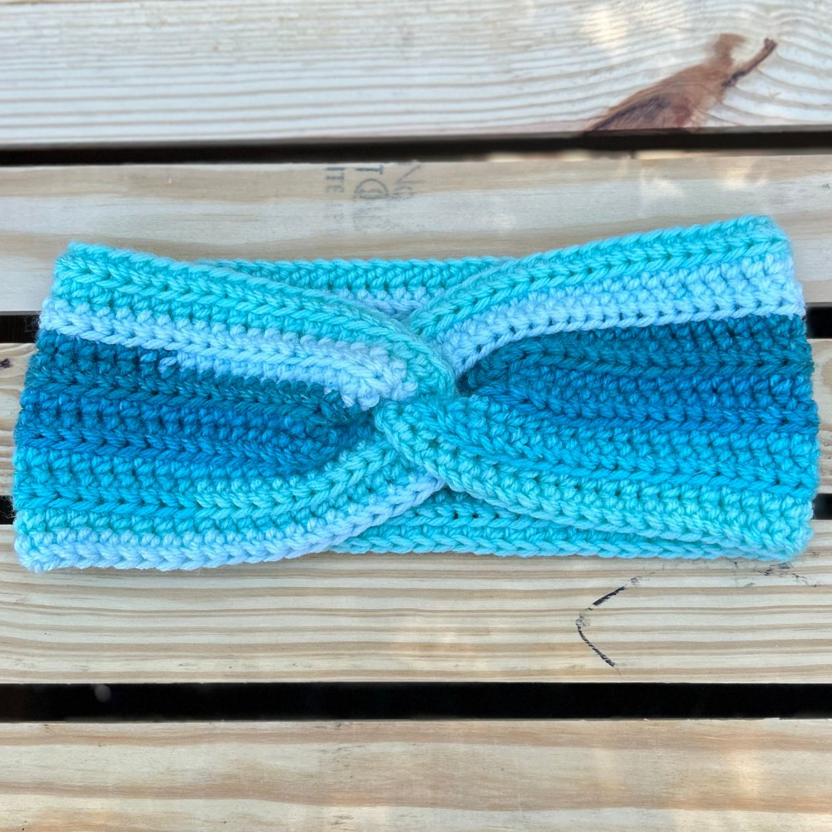 Teal Stripes Ear Warmer - Medium/Standard Adult