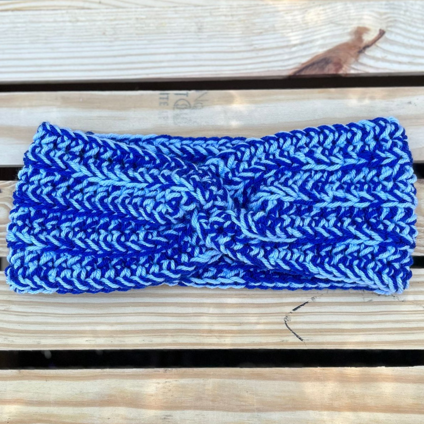 Blue Double Stranded Ear Warmer - Medium/Standard Adult