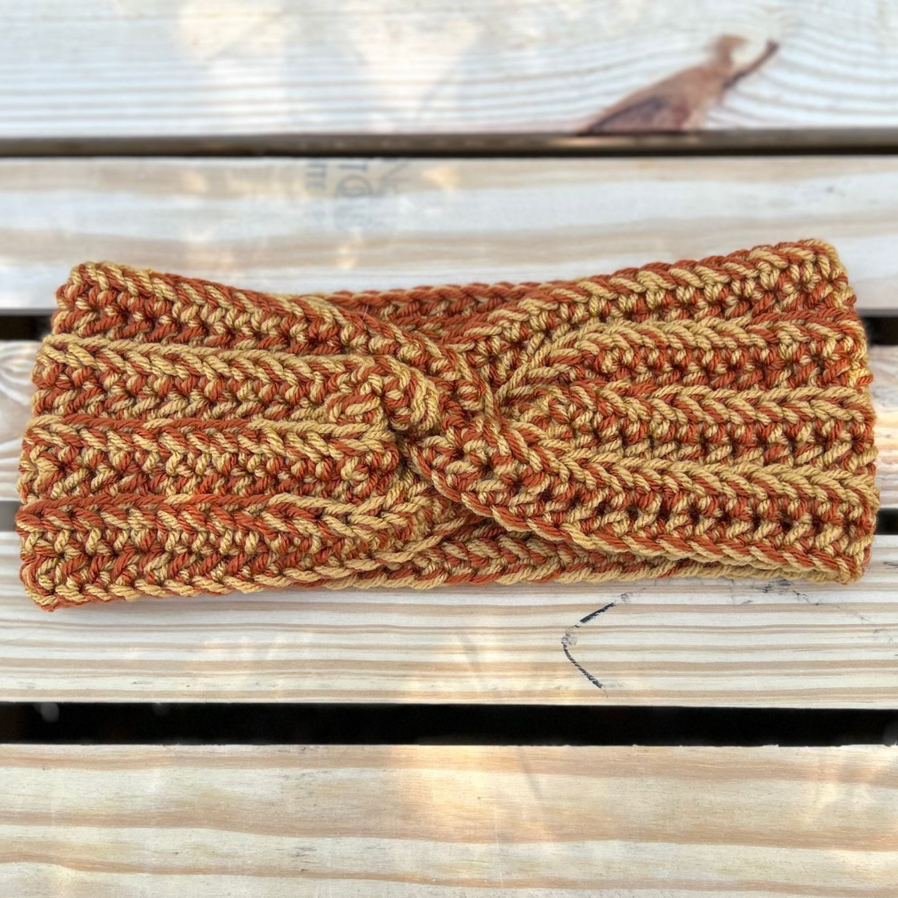 Orange & Gold Double Stranded Ear Warmer - Medium/Standard Adult