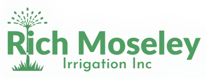 Green logo for Rich Moseley Irrigation Inc. with a plant and water droplets.