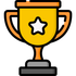 Un trofeo giallo con una stella bianca sopra.