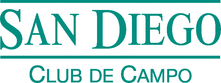 Logotipo del San Diego Club de Campo en texto color turquesa sobre fondo blanco