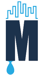 Un logotipo azul marino en forma de diamante con un borde azul claro que incluye el texto 