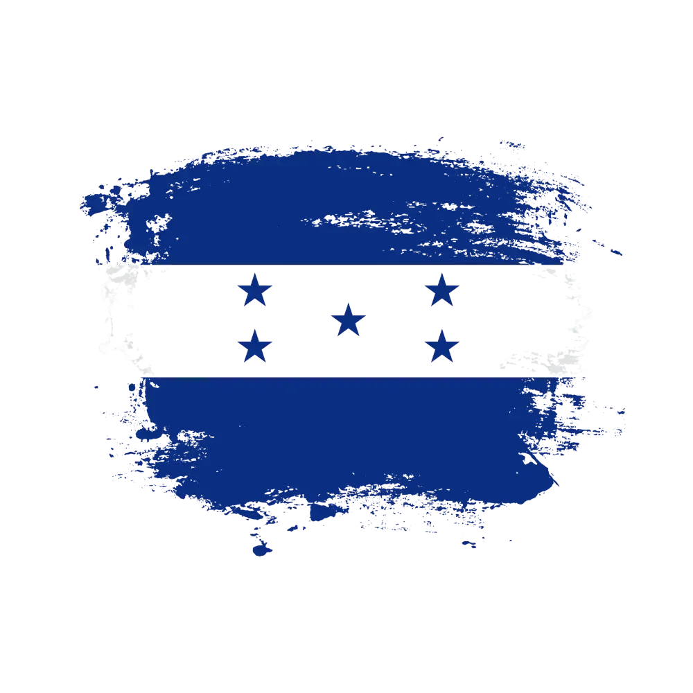 The flag of honduras is painted in a grunge style on a white background.