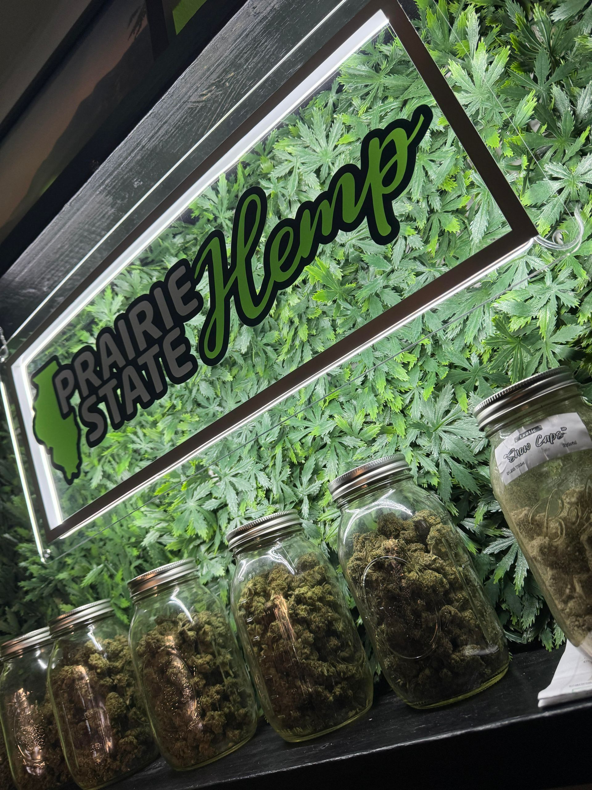 Flower selection at prairie state hemp, thc flower, cannabis, prerolls, eighths, thca, hemp, locally owned, illinois, nationwide shipping