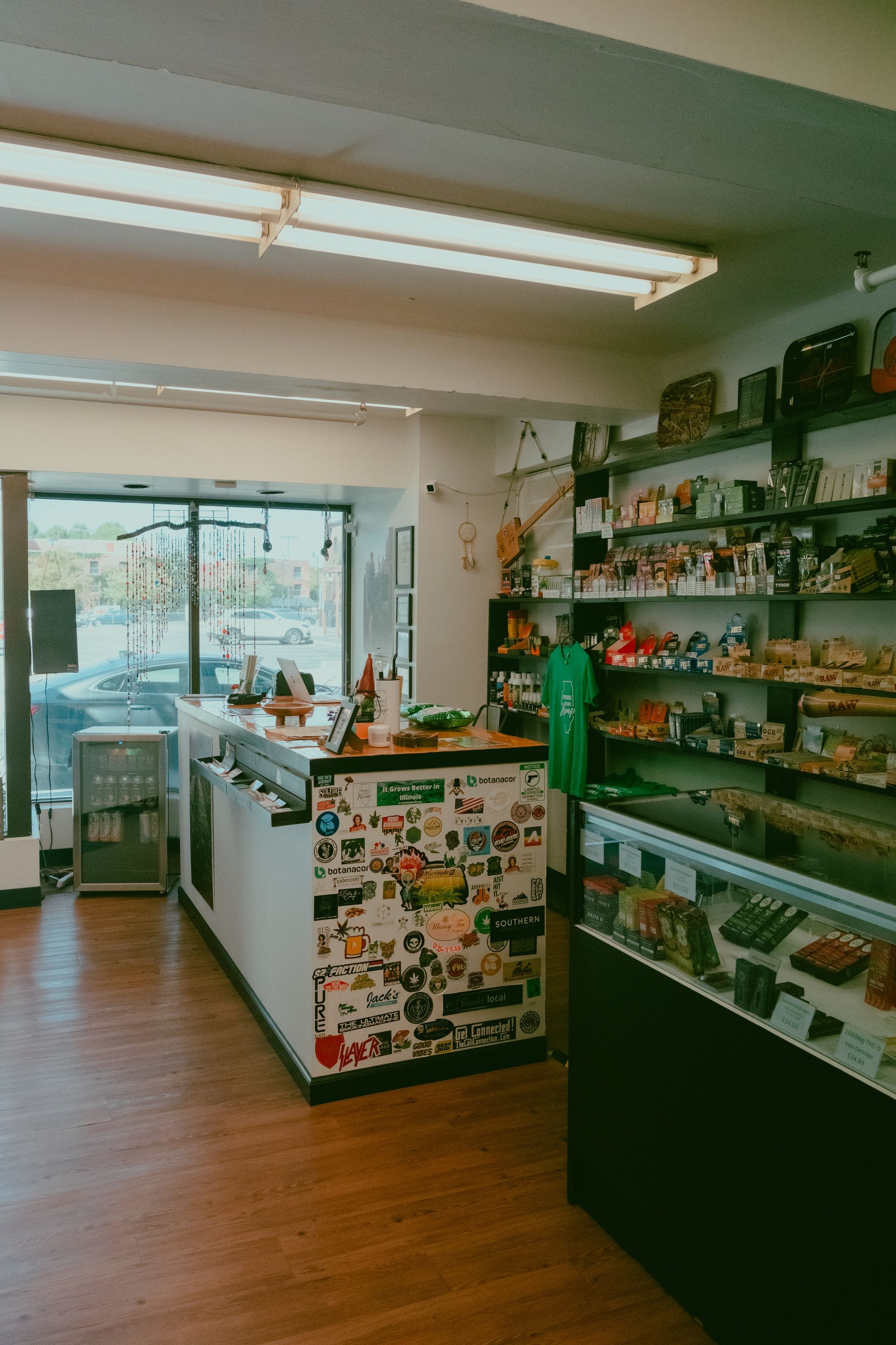 Prairie state hemp smoking selection: rolling papers, blunts, lighters, vapes, cannabis accessories, downtown head smoke shop