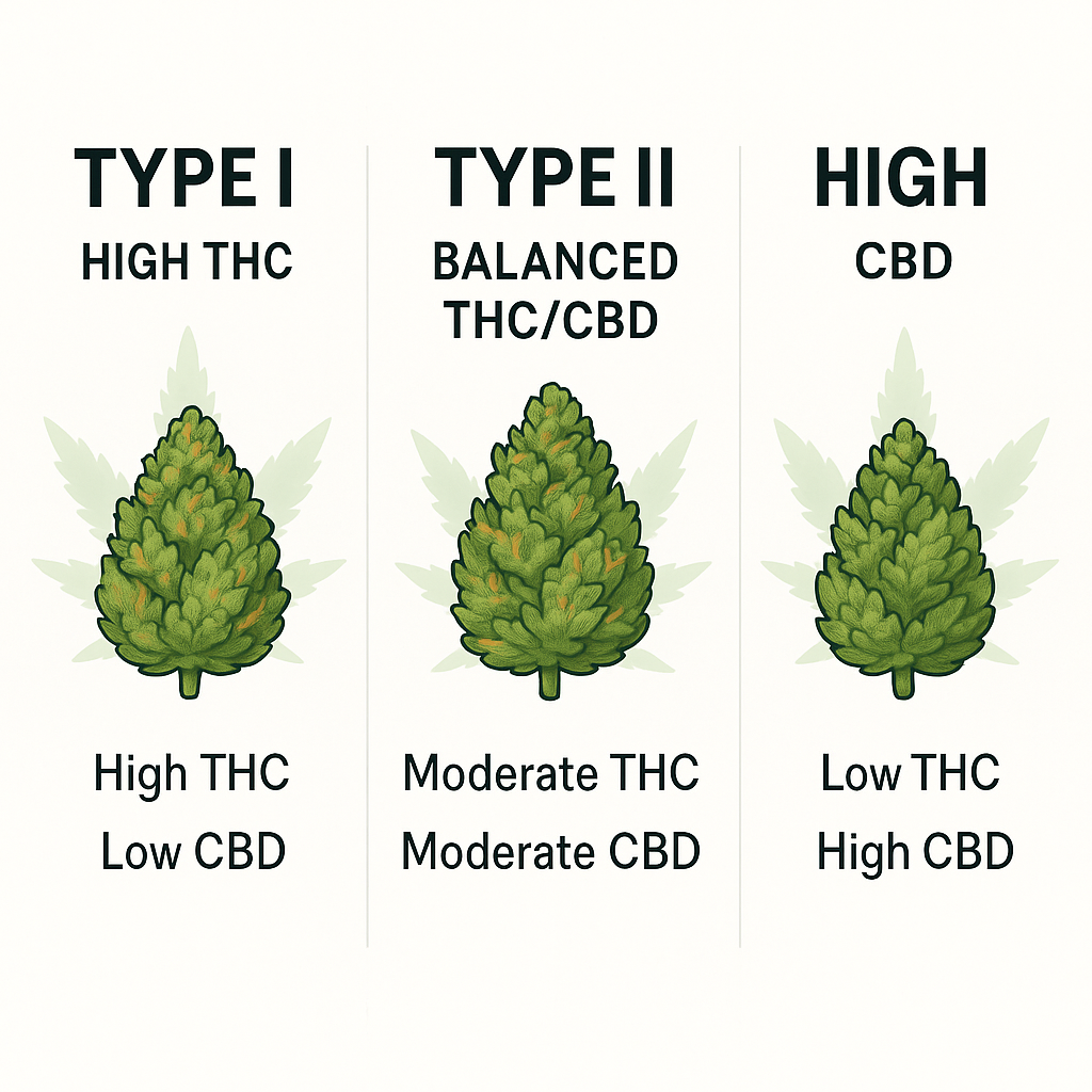 differences between Type I, II, and III cannabis, thca, delta 9 thc, cbd, organic hemp, cannabinoids