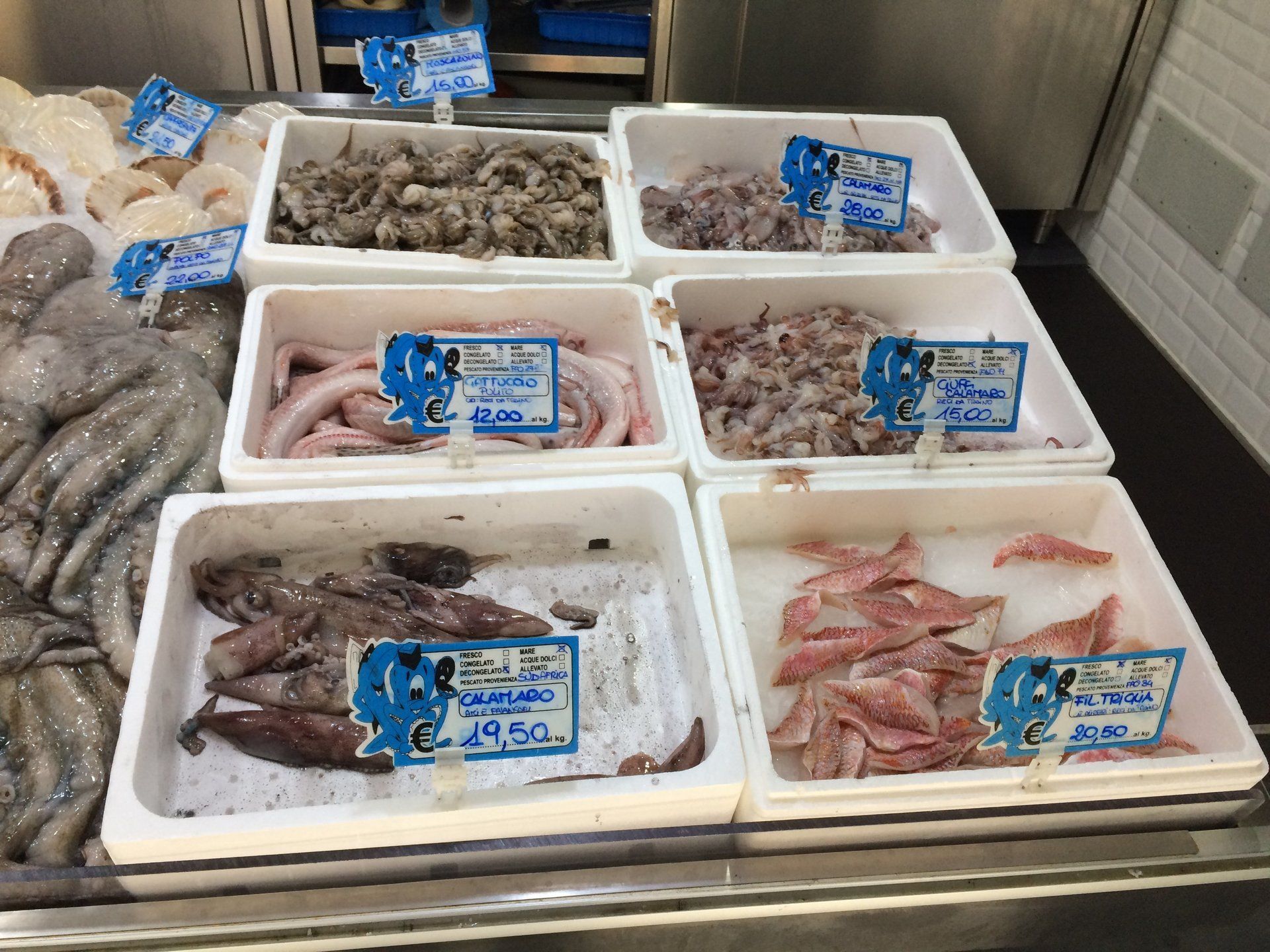bancone di pesce fresco