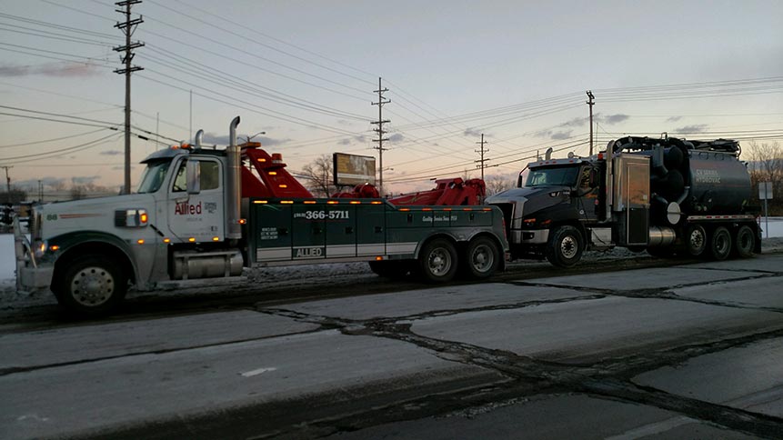 Freight Shift — Towing a Black Truck in Detroit, MI