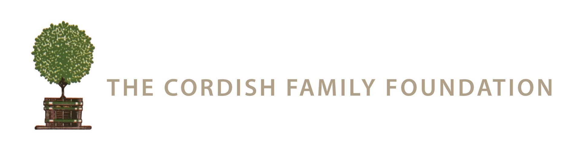 Logo for The Cordish Family Foundation featuring a small potted tree icon to the left of the text.