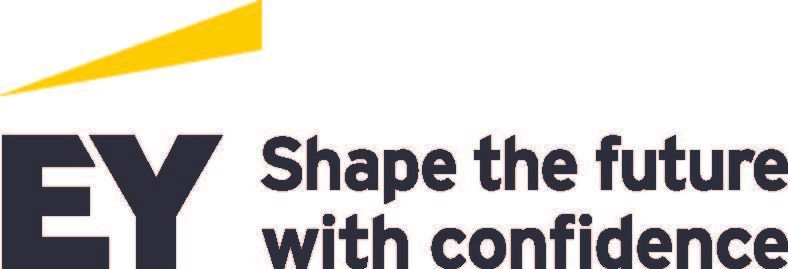 The EY logo in dark grey with a yellow triangle above it, accompanied by the text