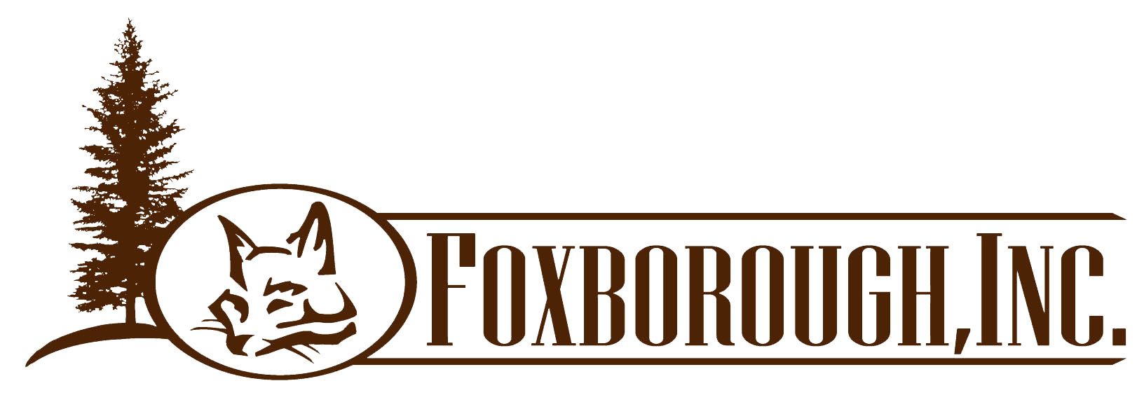 The brown Foxborough, Inc. logo features a stylized fox head inside an oval next to a pine tree and the company name.