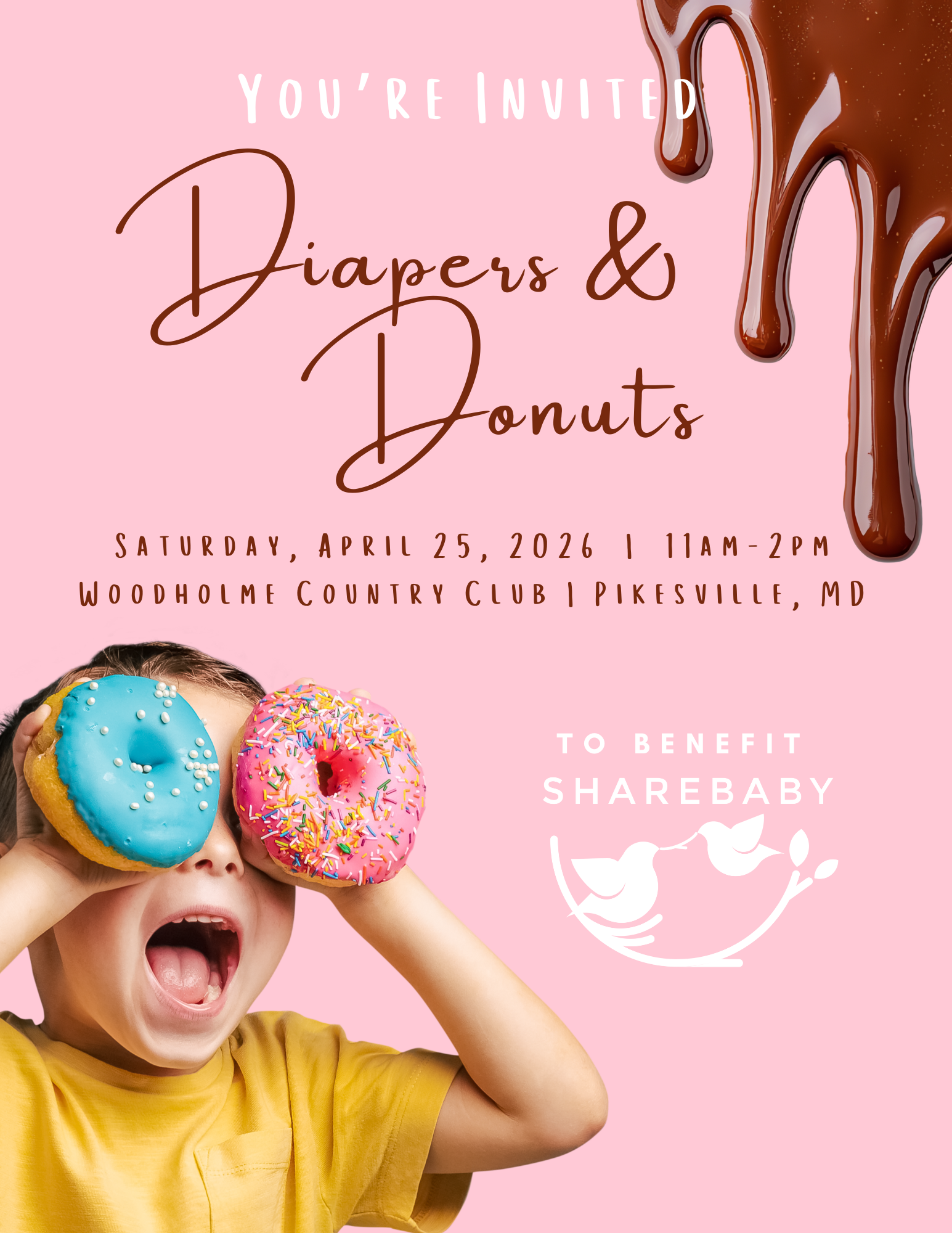 Sharebaby Diapers and Donuts event flyer 2026