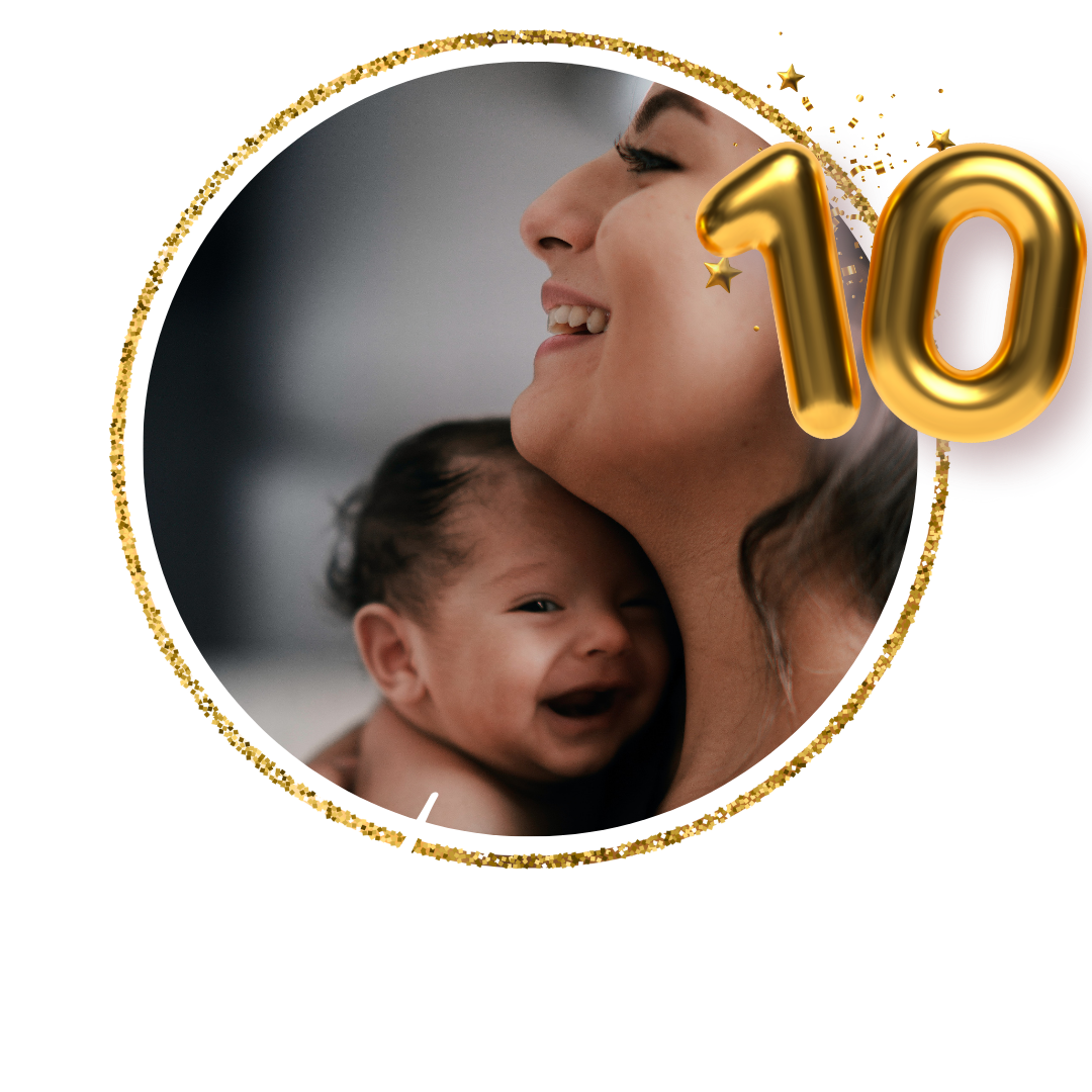 Sharebaby mom and child 10th anniversary design graphic