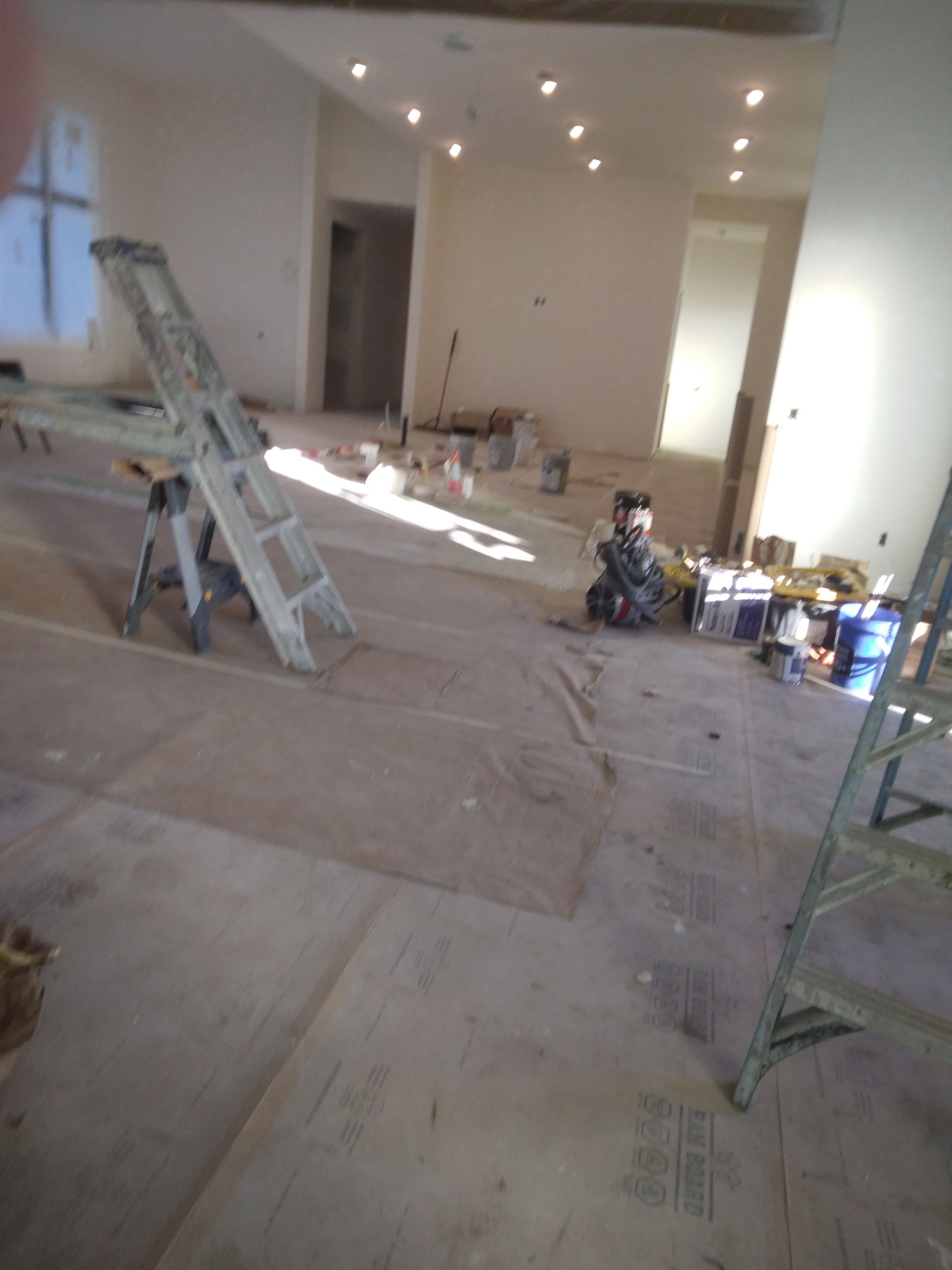 There is a ladder in the middle of the room.