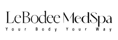 A black and white logo for le bodee medspa your body your way