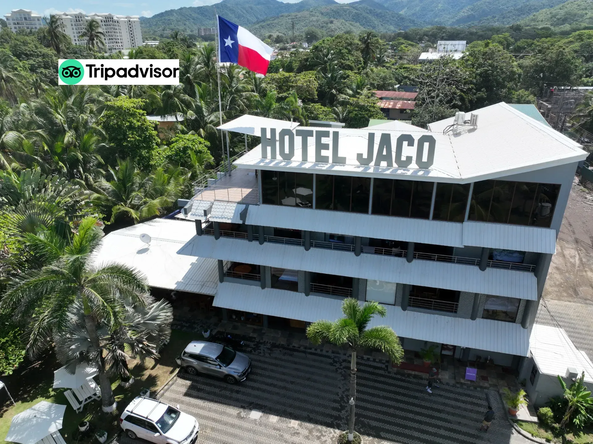An aerial view of a hotel called hotel jaco
