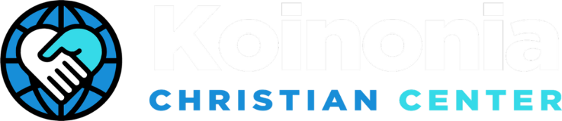 A logo for a christian center with a handshake in a circle.