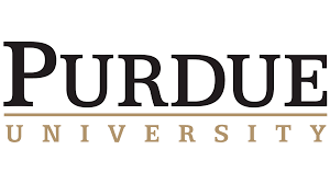 The purdue university logo is black and gold on a white background.