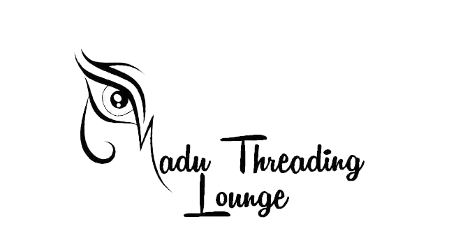 A black and white logo for Madu Threading Lounge.