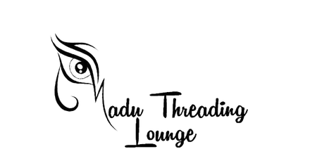 A black and white logo for Madu Threading Lounge.