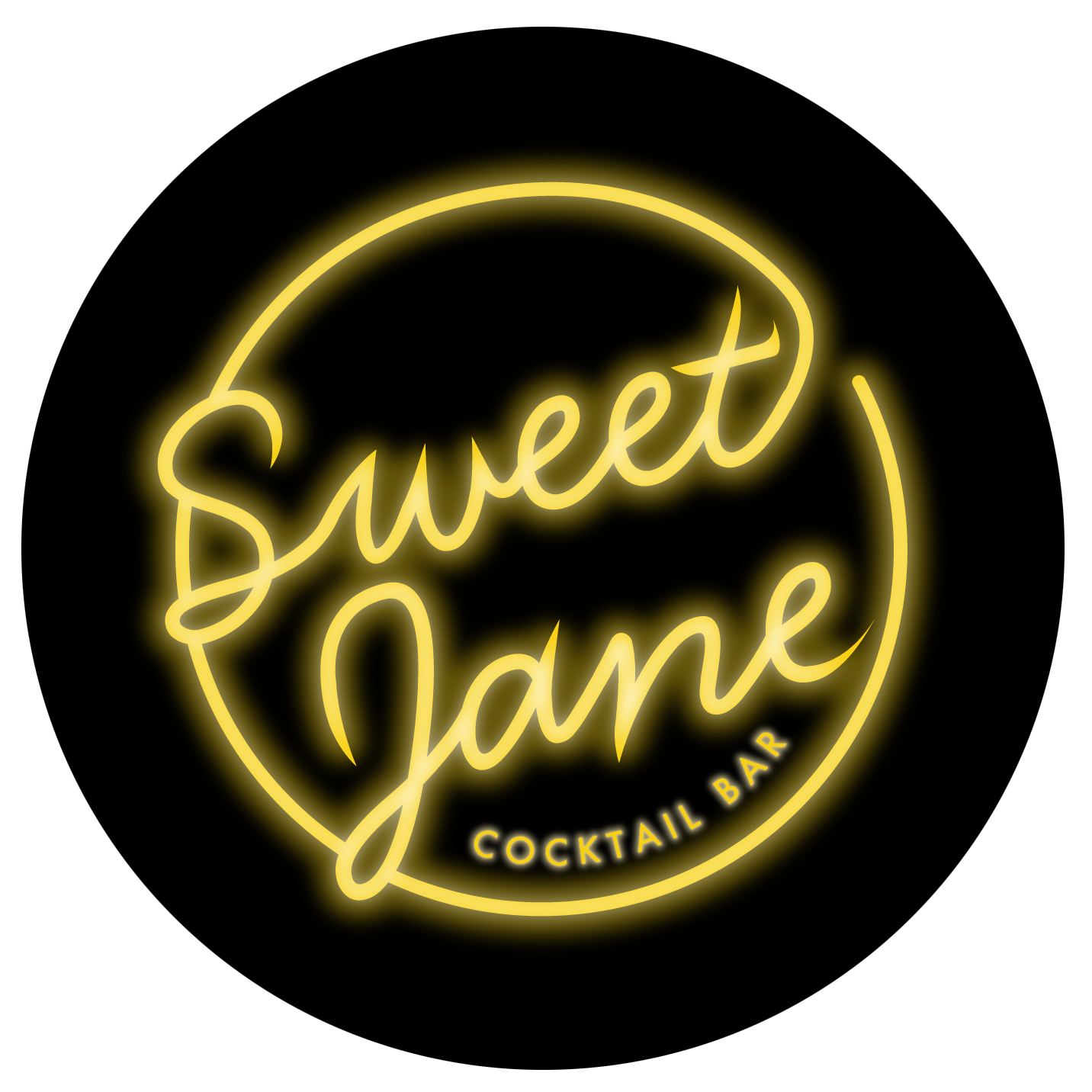 A neon sign for sweet jane cocktail bar