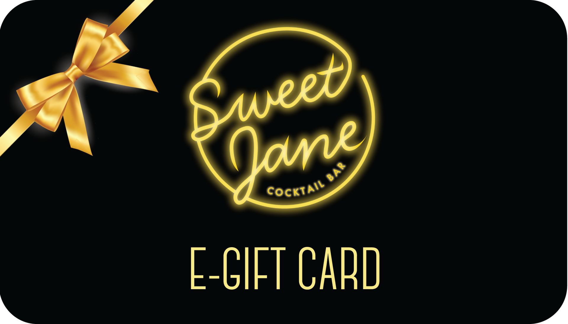 A sweet jane e-gift card with a gold bow.