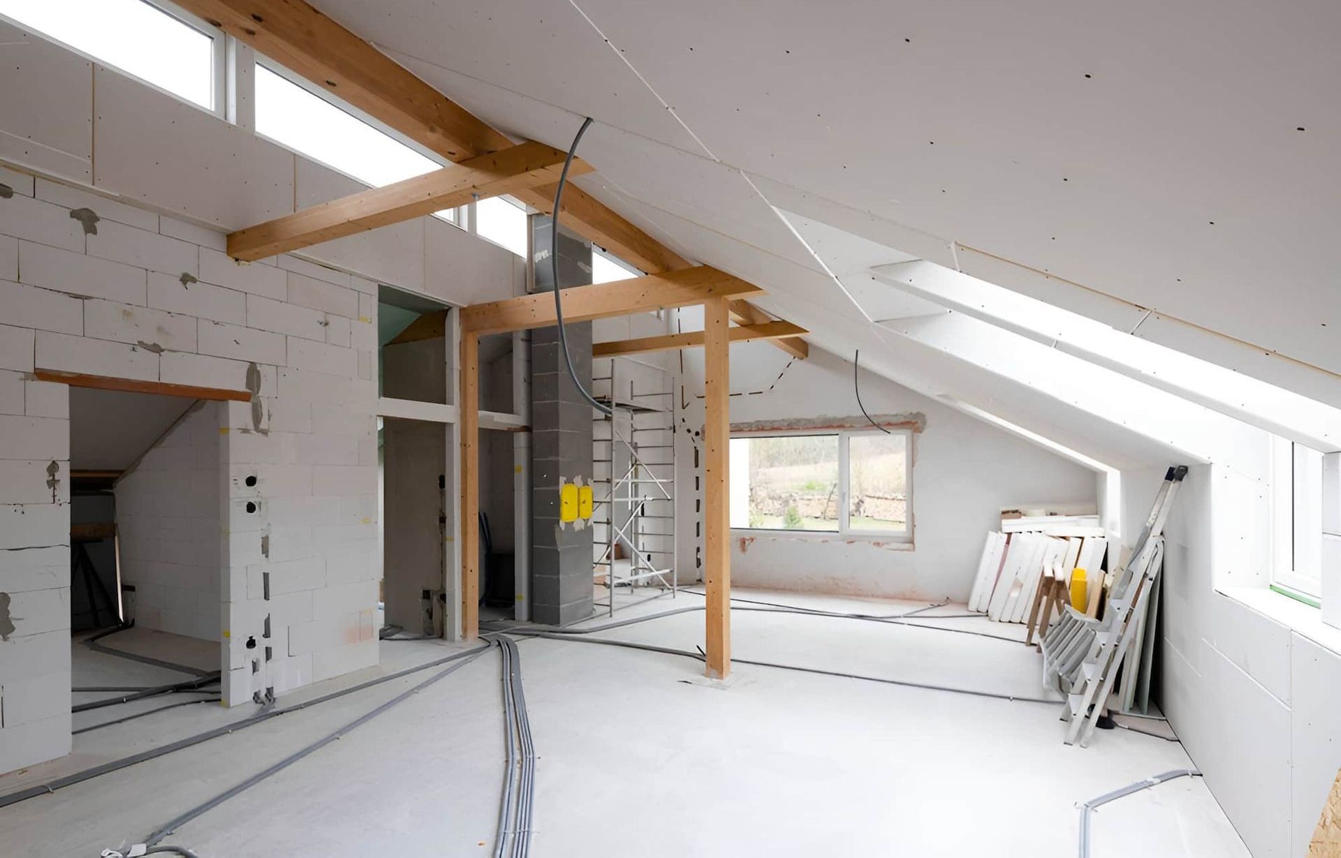 An Empty Room with A Ladder and A Chimney — MJ Watson Construction and Maintenance in Wagga Wagga, NSW