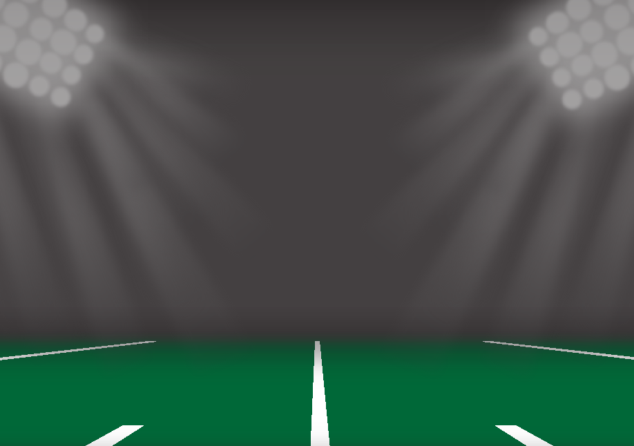 Picture of a football field with bright lights shining down on it.