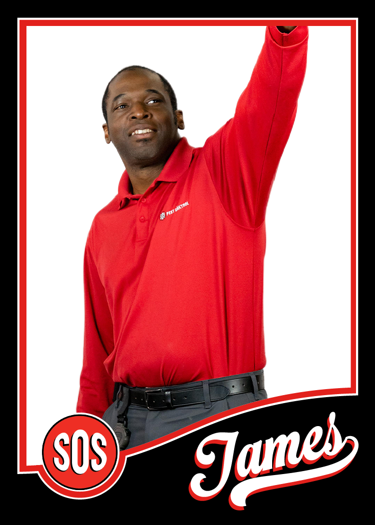 Jimmie, the commercial service bed bug technician is standing in a silly pose.
