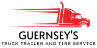 The logo for guernsey 's truck trailer and tire service
