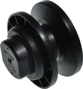 Black Plastic Rope Guide With a Central Hub and Flared Edges — Cumming Airconditioning & Sheetmetal in Ryan, QLD