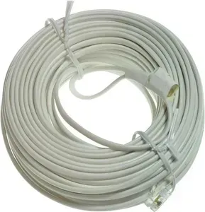Coiled White Telephone Cable With a Connector at Each End — Cumming Airconditioning & Sheetmetal in Ryan, QLD