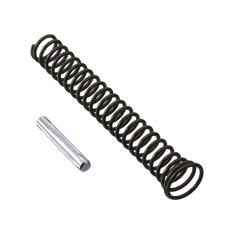 A spring with a pin attached to it on a white background