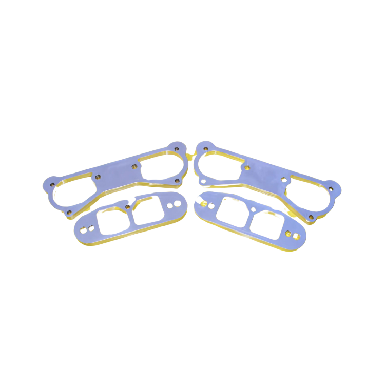 A pair of exhaust gaskets on a white background.