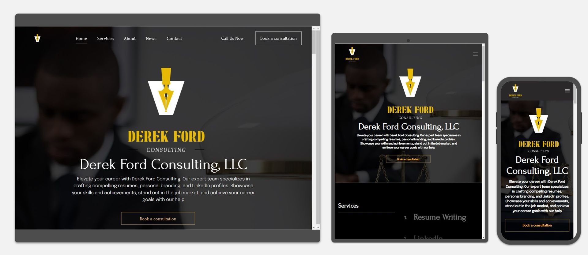 A screenshot of a website on a tablet , phone , and computer.